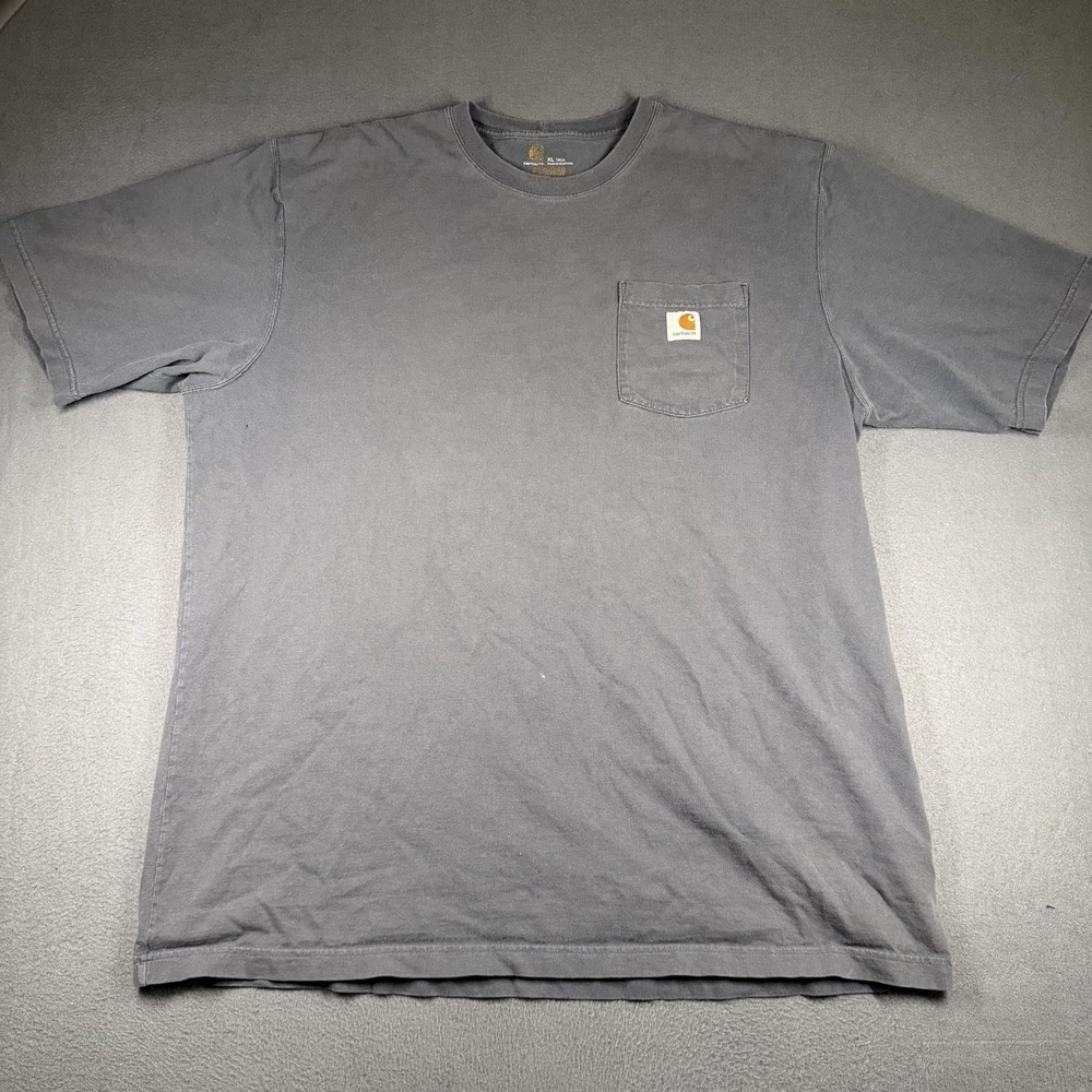 Carhartt Shirt Mens XLT Gray K87 Pocket Work Tee Tagless Cotton Logo *FLAW